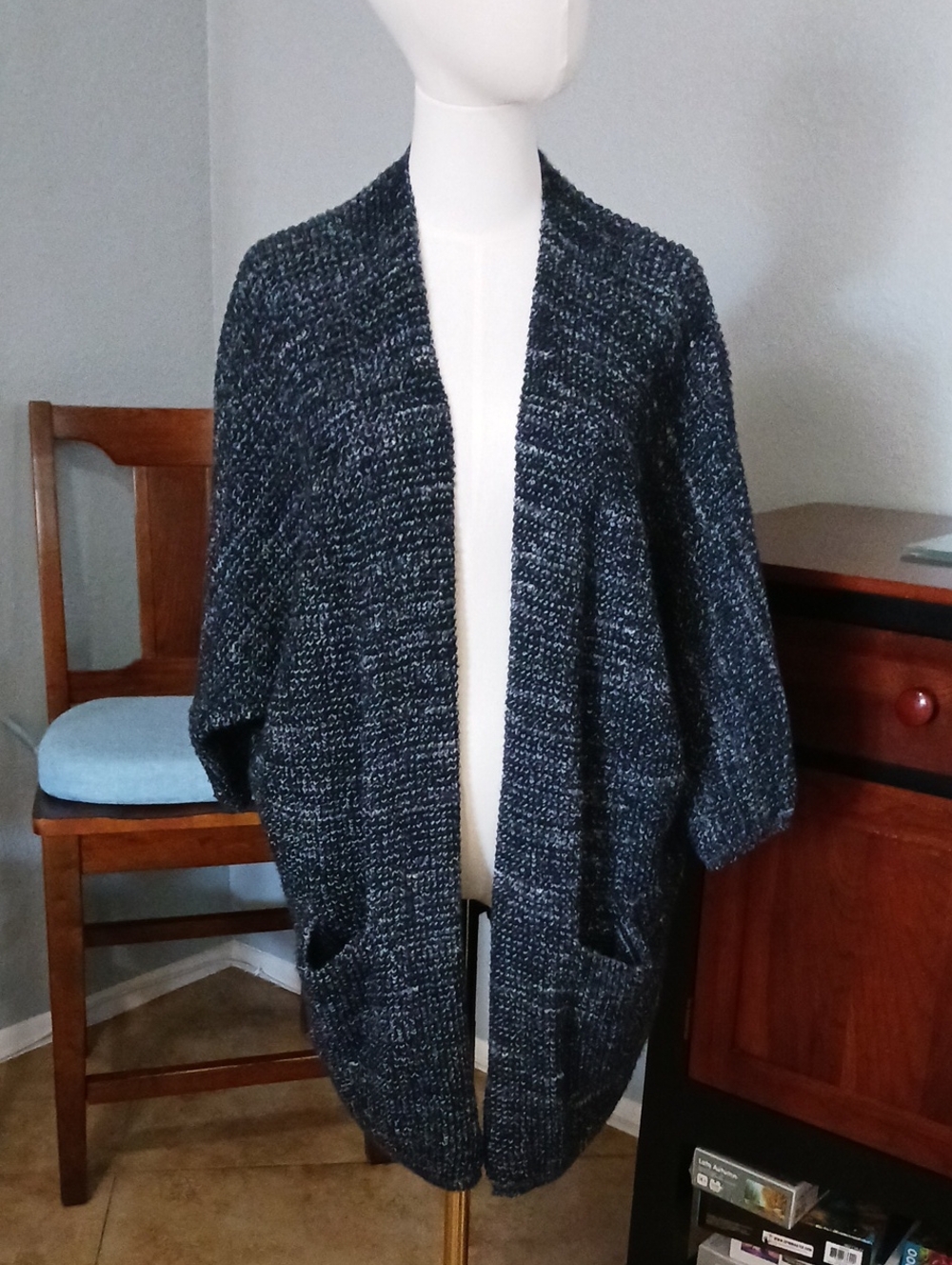 Universal Thread Open-Front Heathered Navy Cardigan